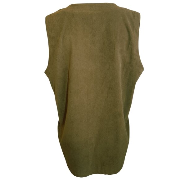 Orvis Button-Up Long Vest Womens Size L Brown Pockets Outdoors Waist Coat V Neck - Picture 3 of 7